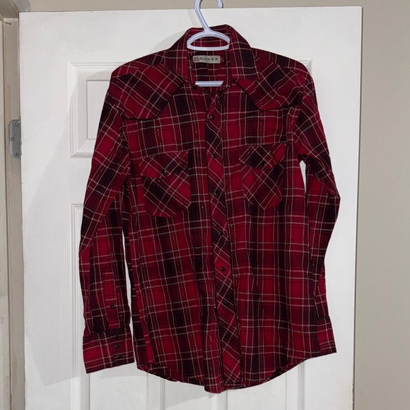 Roper Other - Roper Men's Red and Black Western Plaid Snap-Up Shirt